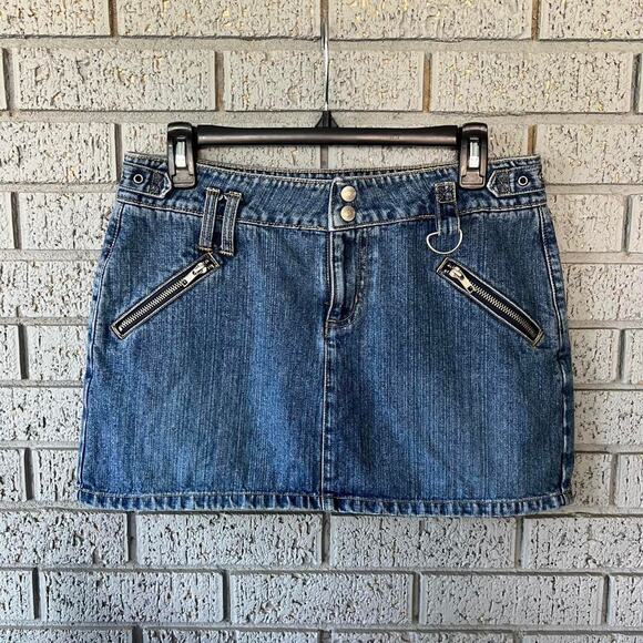 VTG Y2K Jean denim mini skirt Size 7 Grunge 2000s - Picture 1 of 4